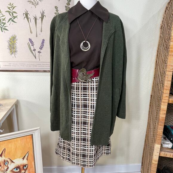 J. Crew Green Open Sweater Blazer Jacket Heritage Grandma Whimsigoth Preppy M - Picture 1 of 5